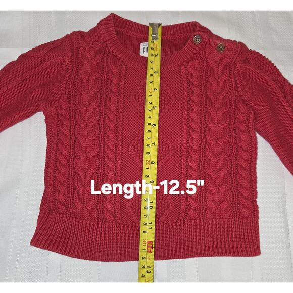 Baby Gap Red Cable Knit Sweater SIZE 12-18 Months Fisherman Chunky Knit Kids Top - Picture 8 of 9